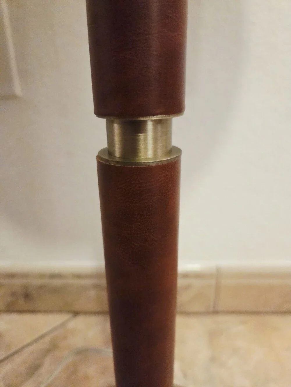 Ralph Lauren Home Brass & Leather Candlestick Buffet Lamp 30” Empire Shade NEW